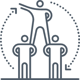 Icon: Menschen im Austausch und Zusammenspiel